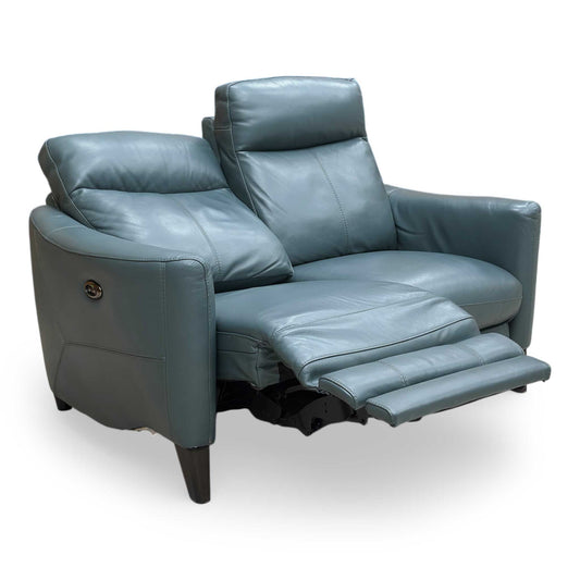 World of Leather Compact Collection ‘Petit’ Bv-301e Lake Green Leather 2 Seater Power Recliner Sofa