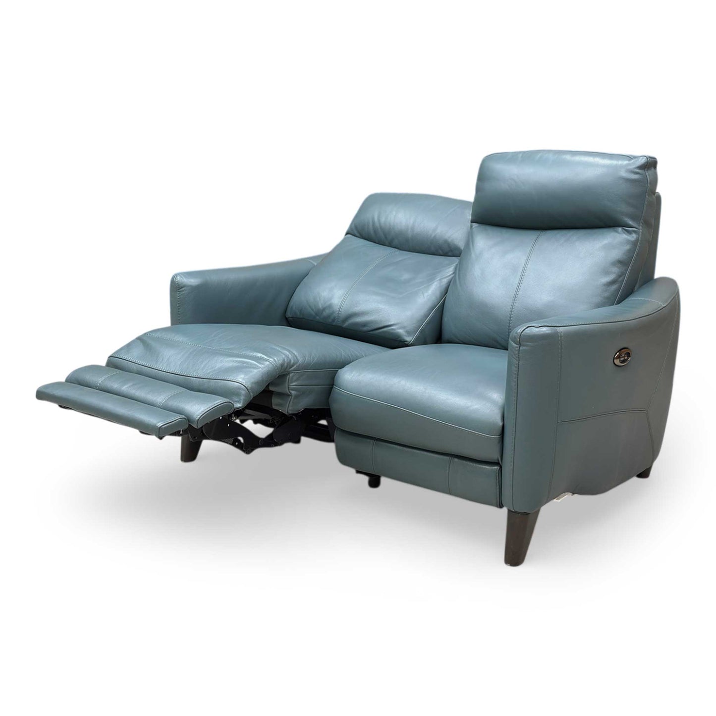 World of Leather Compact Collection ‘Petit’ Bv-301e Lake Green Leather 2 Seater Power Recliner Sofa
