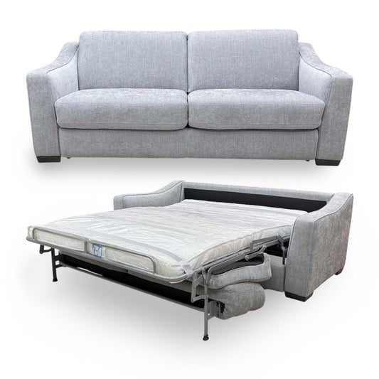 ‘Optimus’ Fab-Meo-R27 Pewter Fabric 3 Seater Space Saving Sofa Bed with Memory Foam Mattress