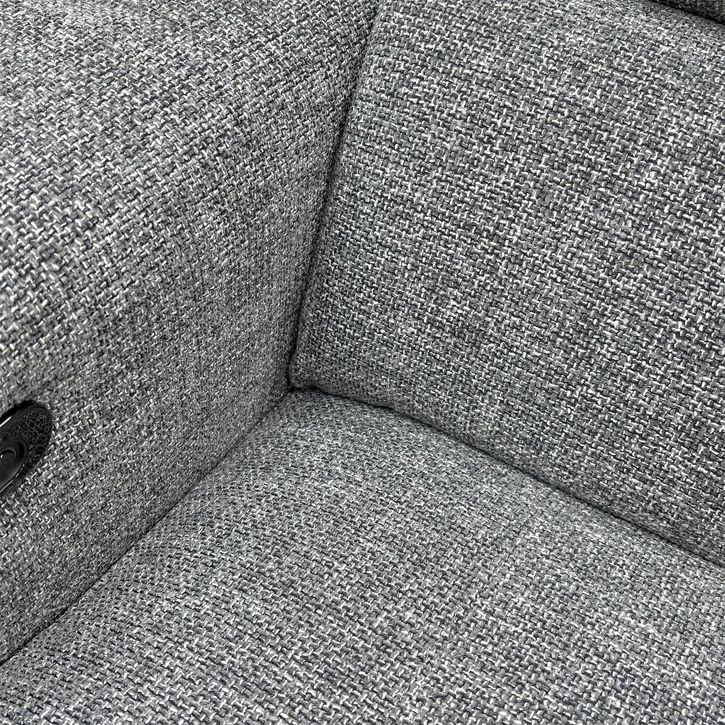 ‘New York’ Fab-Cac-R450 Gun Metal Woven Fabric 2 Seater Power Recliner Sofa with Power Headrests + Storage Footstool