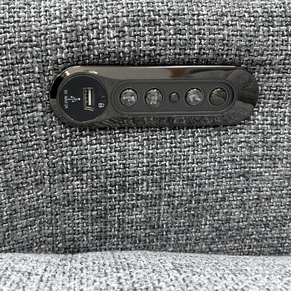 ‘New York’ Fab-Cac-R450 Gun Metal Woven Fabric 2 Seater Power Recliner Sofa with Power Headrests + Storage Footstool