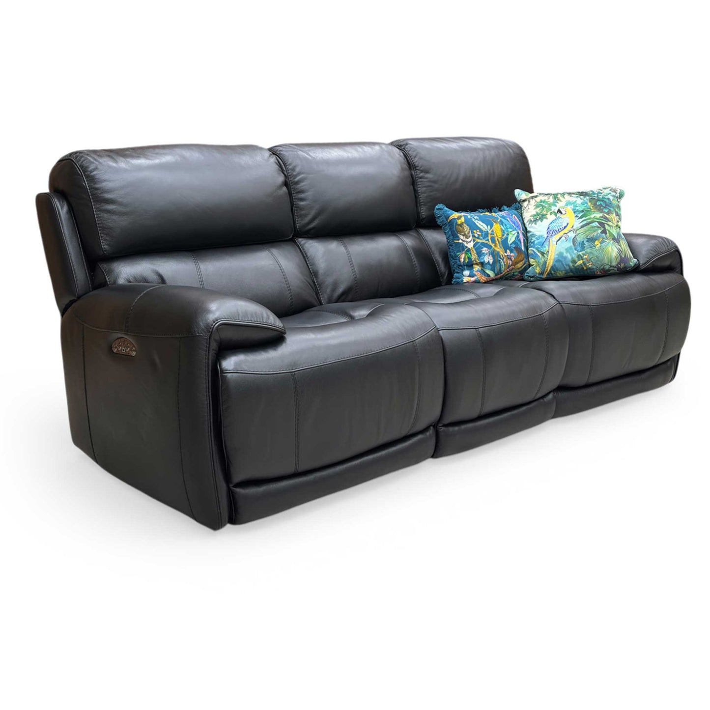 World of Leather ‘Link’ Nc-023c Black Leather 3 Seater Power Recliner Sofa with Power Headrests
