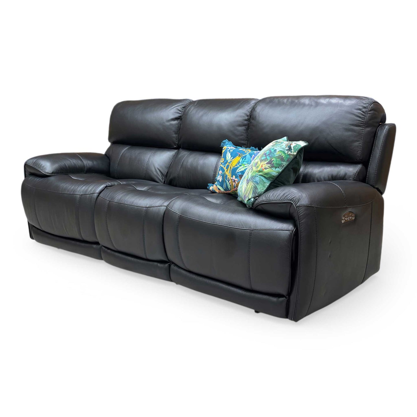 World of Leather ‘Link’ Nc-023c Black Leather 3 Seater Power Recliner Sofa with Power Headrests