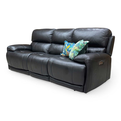 World of Leather ‘Link’ Nc-023c Black Leather 3 Seater Power Recliner Sofa with Power Headrests