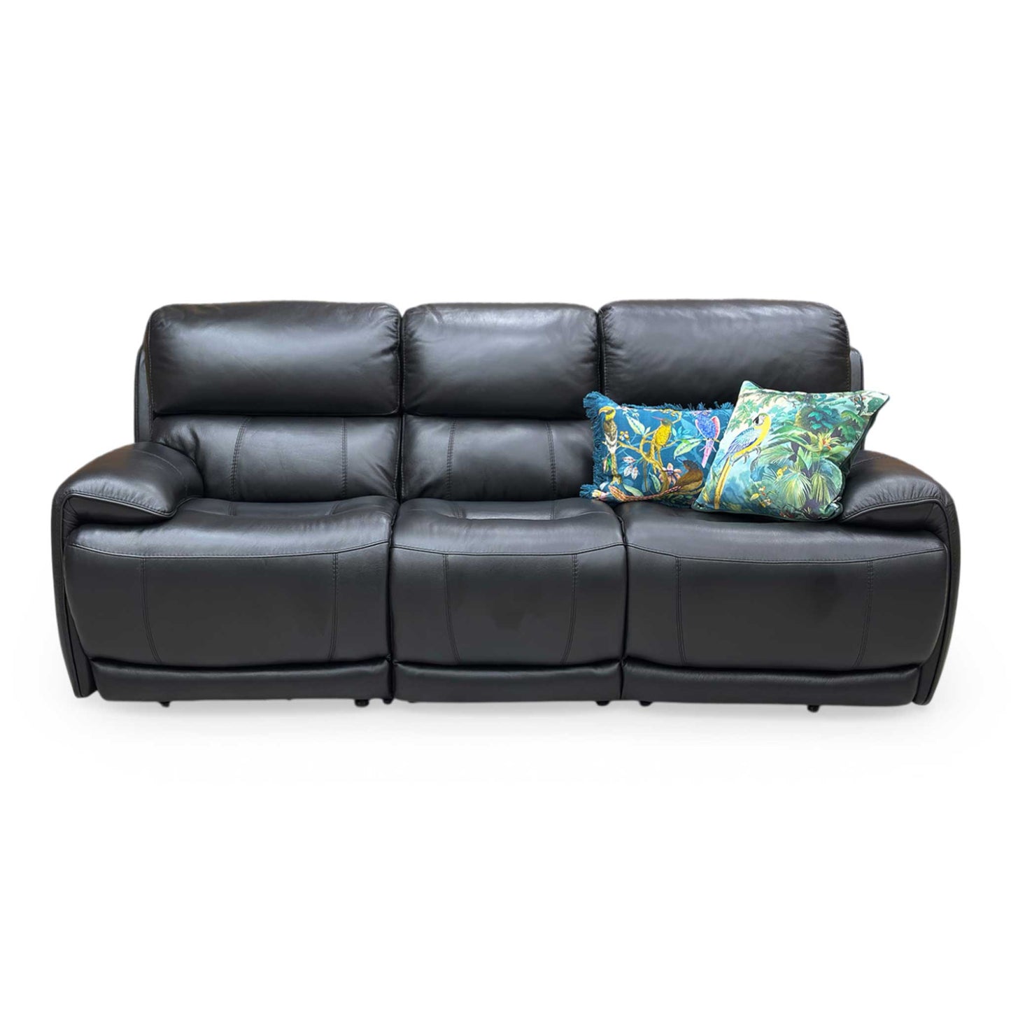 World of Leather ‘Link’ Nc-023c Black Leather 3 Seater Power Recliner Sofa with Power Headrests
