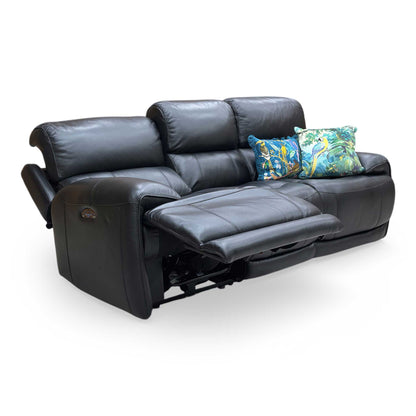 World of Leather ‘Link’ Nc-023c Black Leather 3 Seater Power Recliner Sofa with Power Headrests