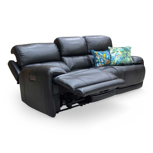 World of Leather ‘Link’ Nc-023c Black Leather 3 Seater Power Recliner Sofa with Power Headrests