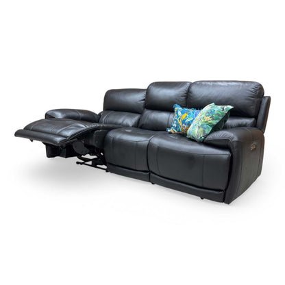 World of Leather ‘Link’ Nc-023c Black Leather 3 Seater Power Recliner Sofa with Power Headrests