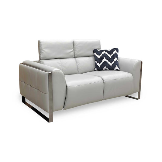 ‘Gisella’ Oslo Cat-40:27 Light Grey Leather 2 Seater Sofa
