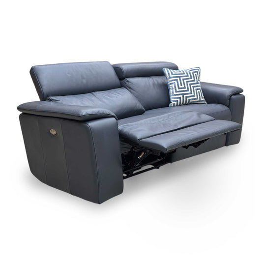 Nicoletti ‘Davide’ 81 Torello Blu Leather 3 Seater Power Recliner Sofa