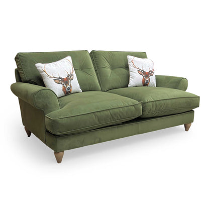The Lounge Co. ‘Bronwyn’ Woo16 Woodland Moss Green Velvet 3 Seater Classic Back Sofa