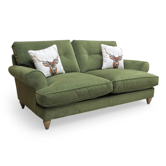 The Lounge Co. ‘Bronwyn’ Woo16 Woodland Moss Green Velvet 3 Seater Classic Back Sofa
