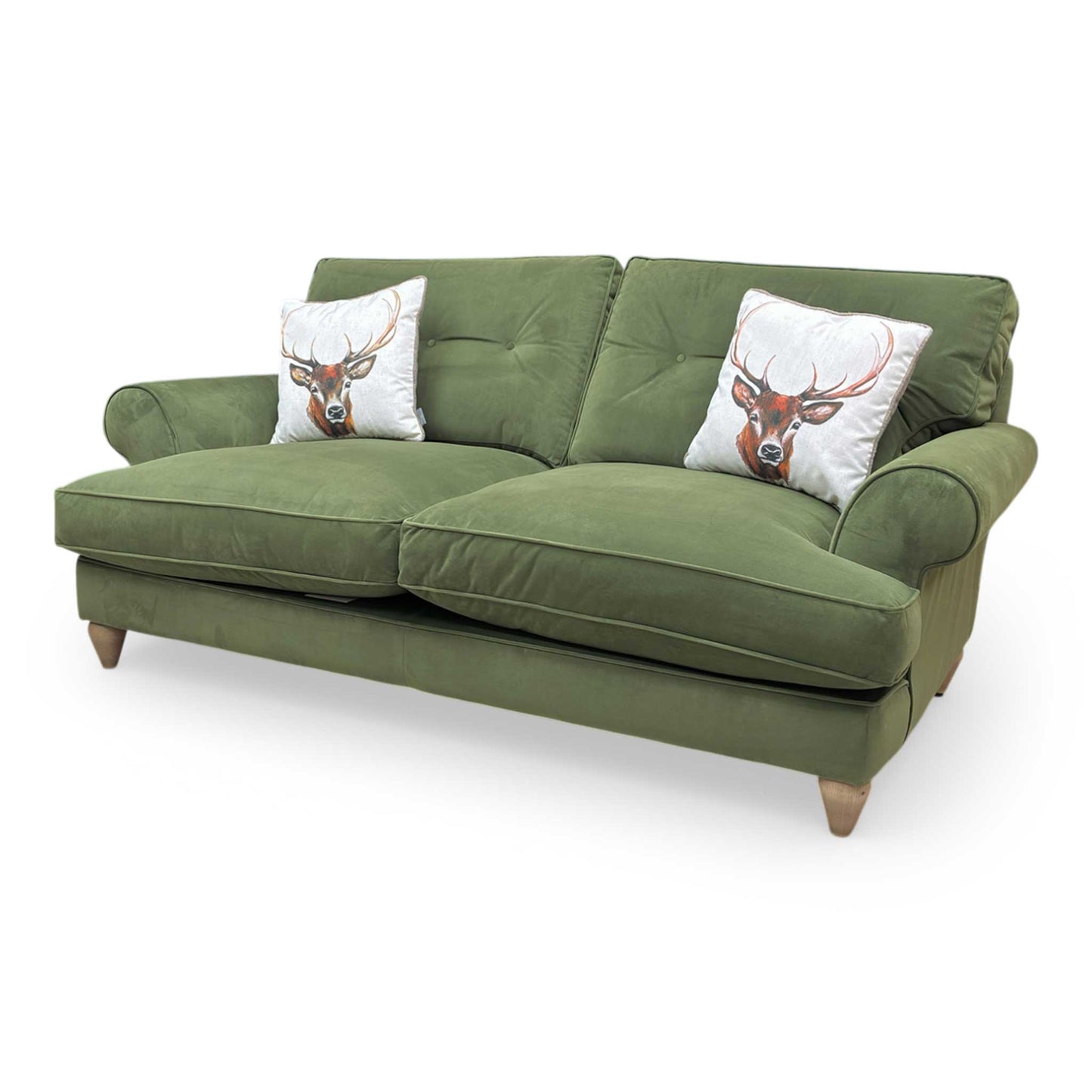 The Lounge Co. ‘Bronwyn’ Woo16 Woodland Moss Green Velvet 3 Seater Classic Back Sofa