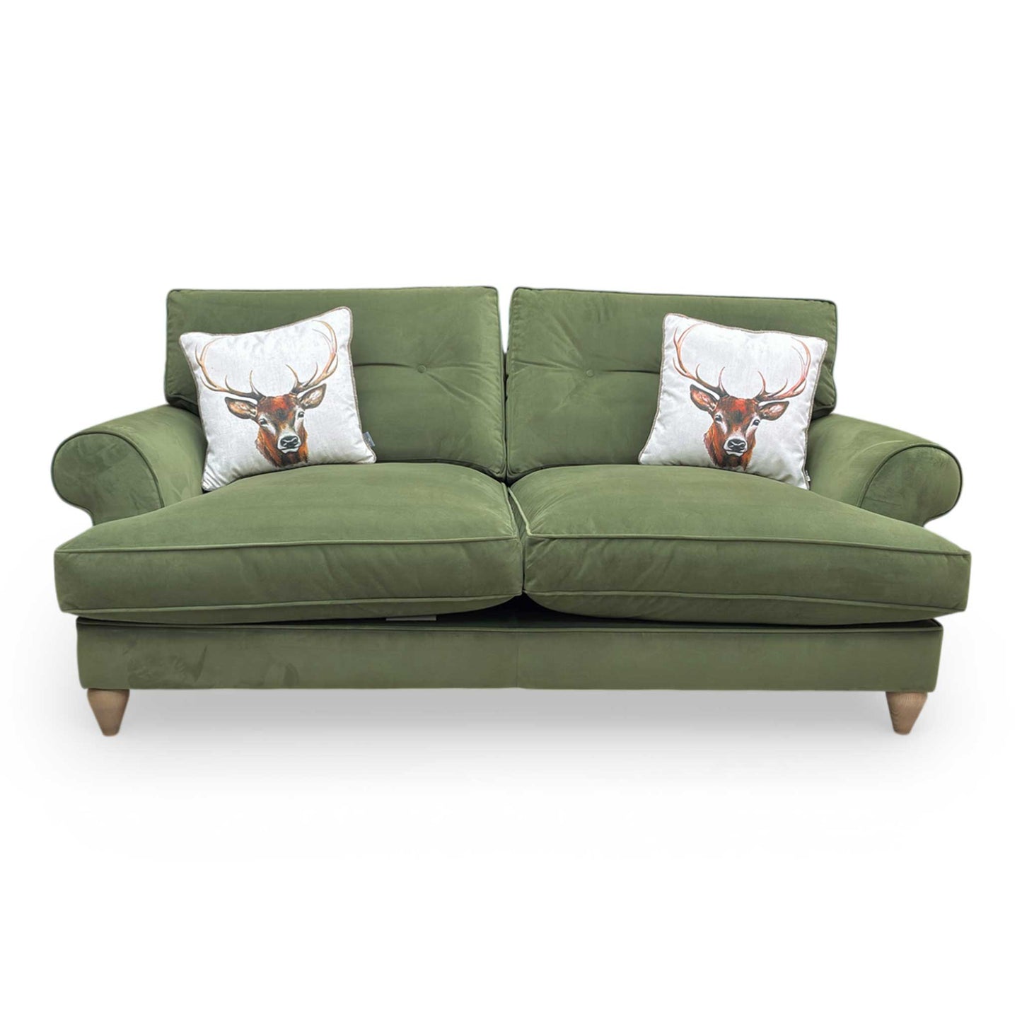 The Lounge Co. ‘Bronwyn’ Woo16 Woodland Moss Green Velvet 3 Seater Classic Back Sofa