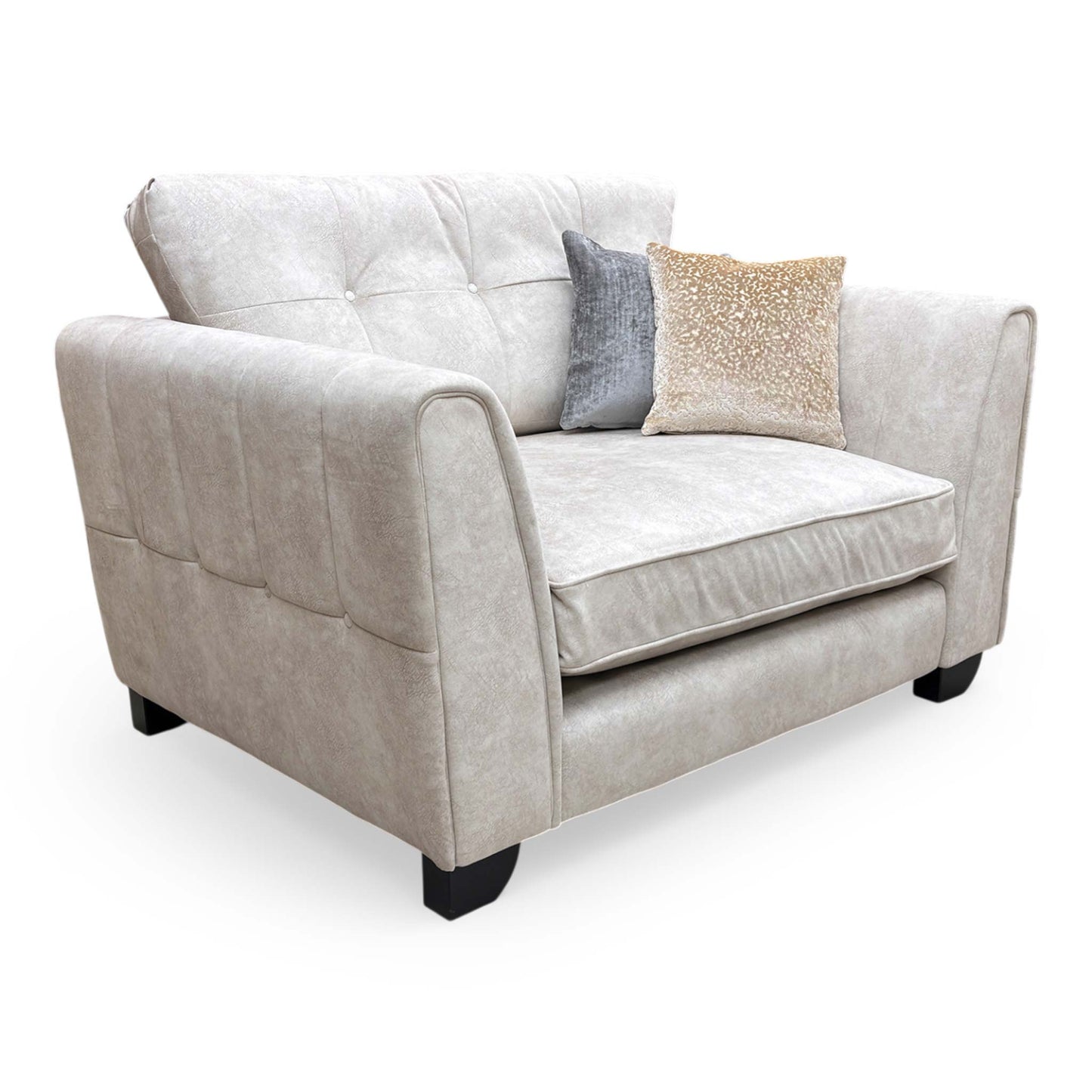 ‘Mariah' Dapple Cream-Tri No Insert Velvet Classic Back Snuggler Chair (Ariana)