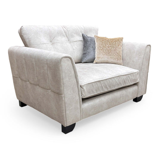‘Mariah' Dapple Cream-Tri No Insert Velvet Classic Back Snuggler Chair (Ariana)