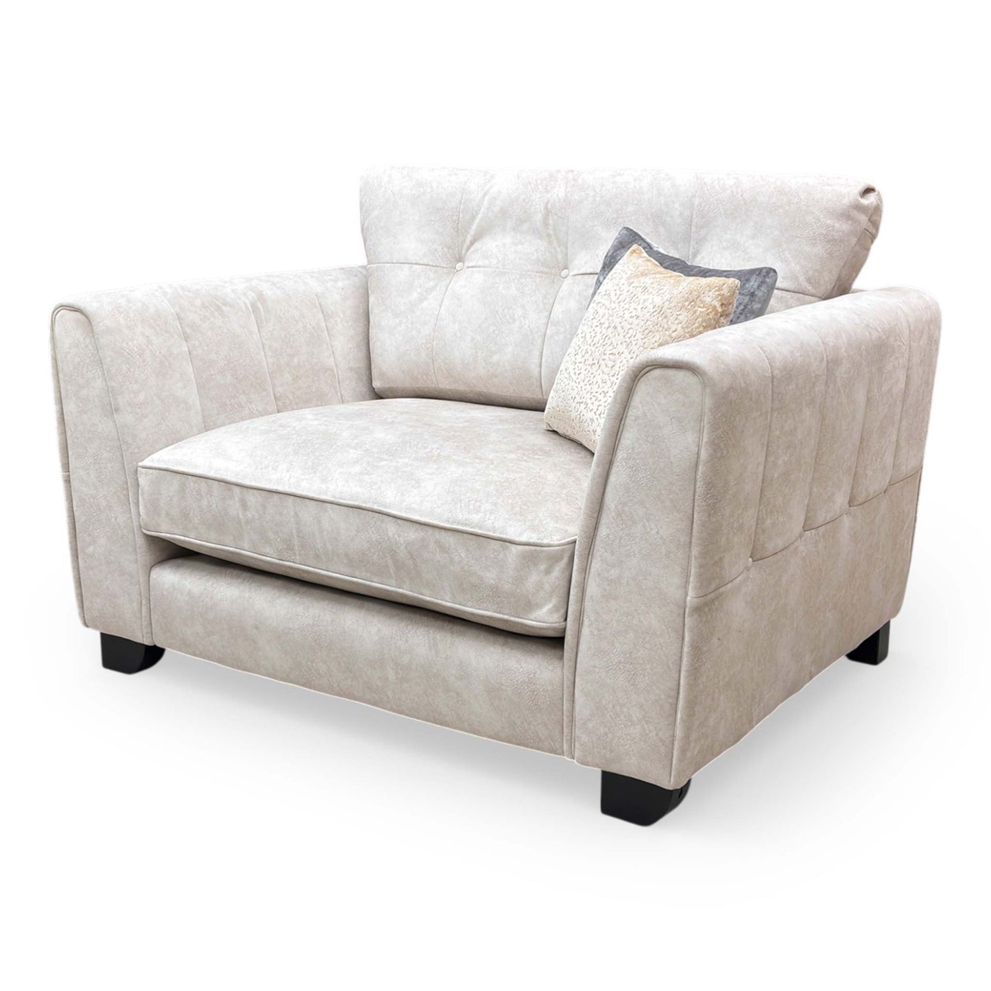 ‘Mariah' Dapple Cream-Tri No Insert Velvet Classic Back Snuggler Chair (Ariana)