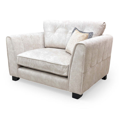‘Mariah' Dapple Cream-Tri No Insert Velvet Classic Back Snuggler Chair (Ariana)
