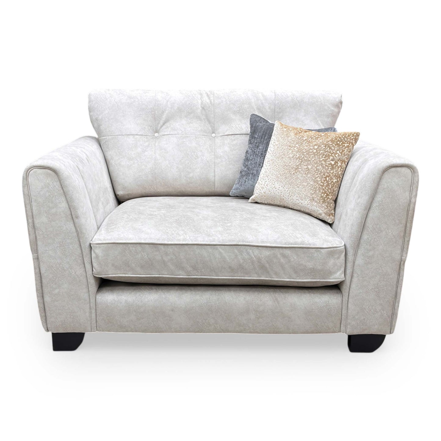 ‘Mariah' Dapple Cream-Tri No Insert Velvet Classic Back Snuggler Chair (Ariana)