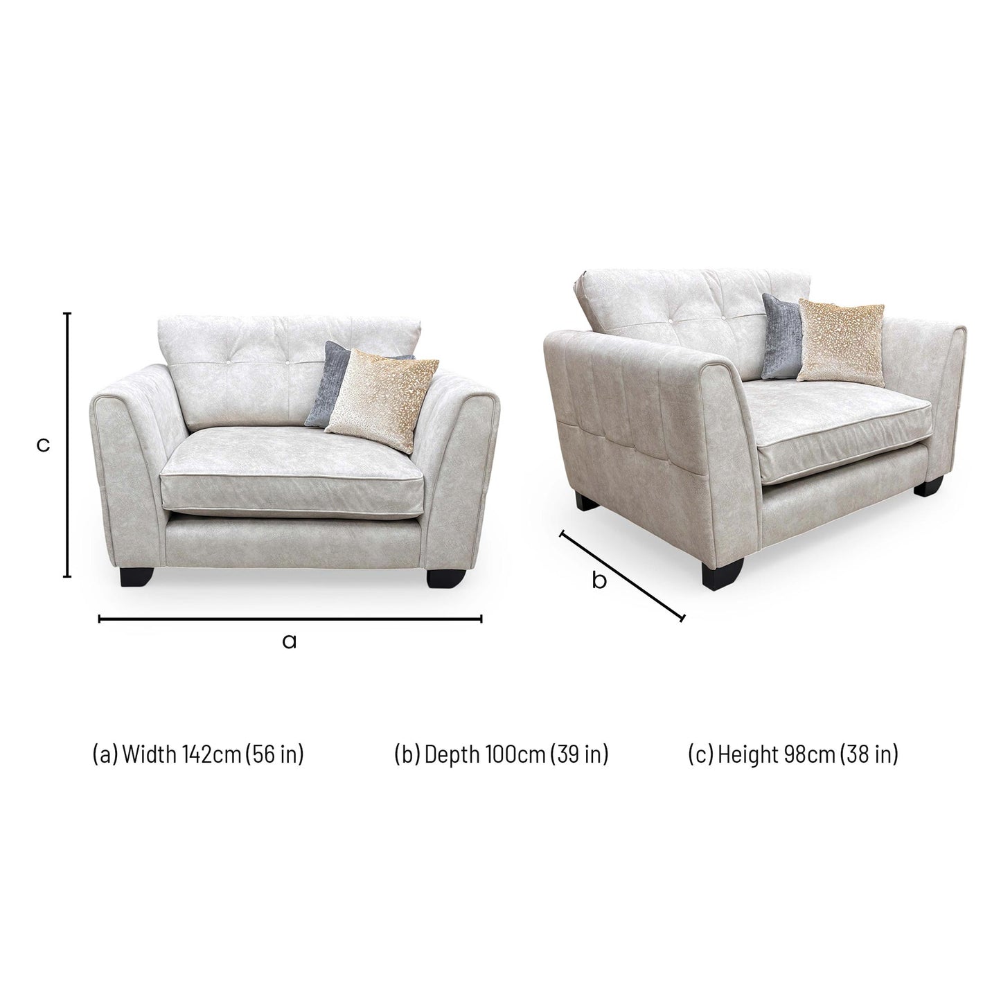 ‘Mariah' Dapple Cream-Tri No Insert Velvet Classic Back Snuggler Chair (Ariana)