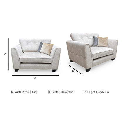 ‘Mariah' Dapple Cream-Tri No Insert Velvet Classic Back Snuggler Chair (Ariana)