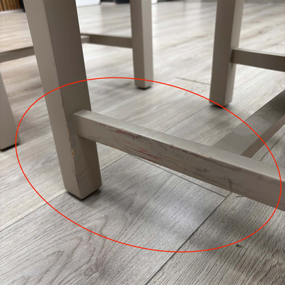 Detail shot focusing on the rear wood joints and slat back construction, demonstrating the high-quality craftsmanship and stability of the fixed frame.