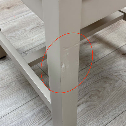 Detail shot focusing on the rear wood joints and slat back construction, demonstrating the high-quality craftsmanship and stability of the fixed frame.