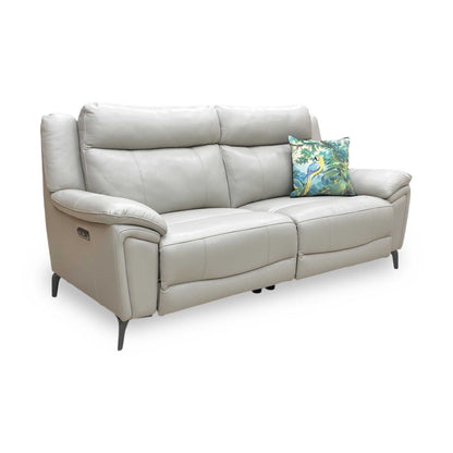 ‘Panache’ Lead Grey Cat-60:23 Leather 3 Seater Power Recliner Sofa