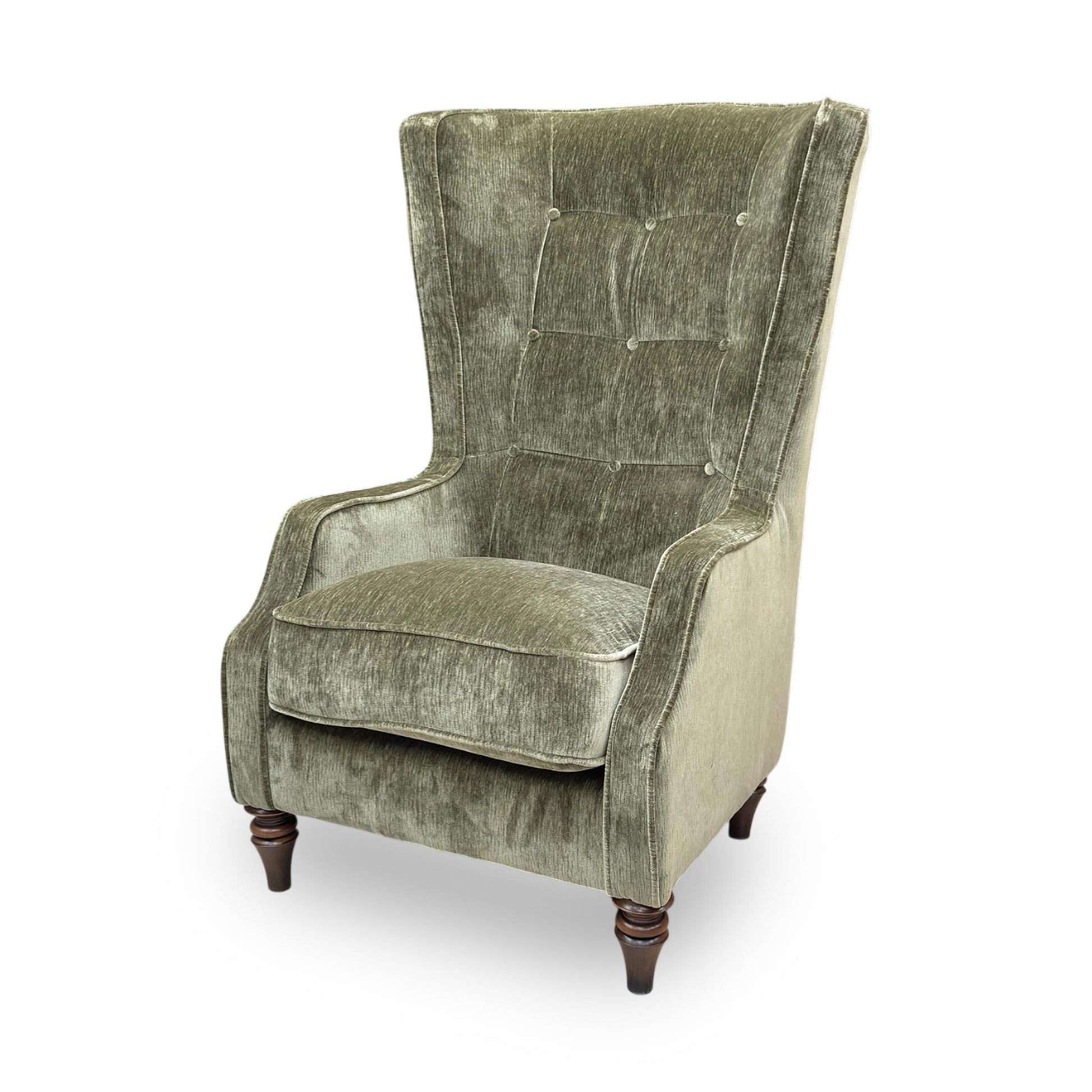 Side profile of the Garland chair, emphasizing the elegant height of the backrest and the clean, tailored lines of the plain-back design.