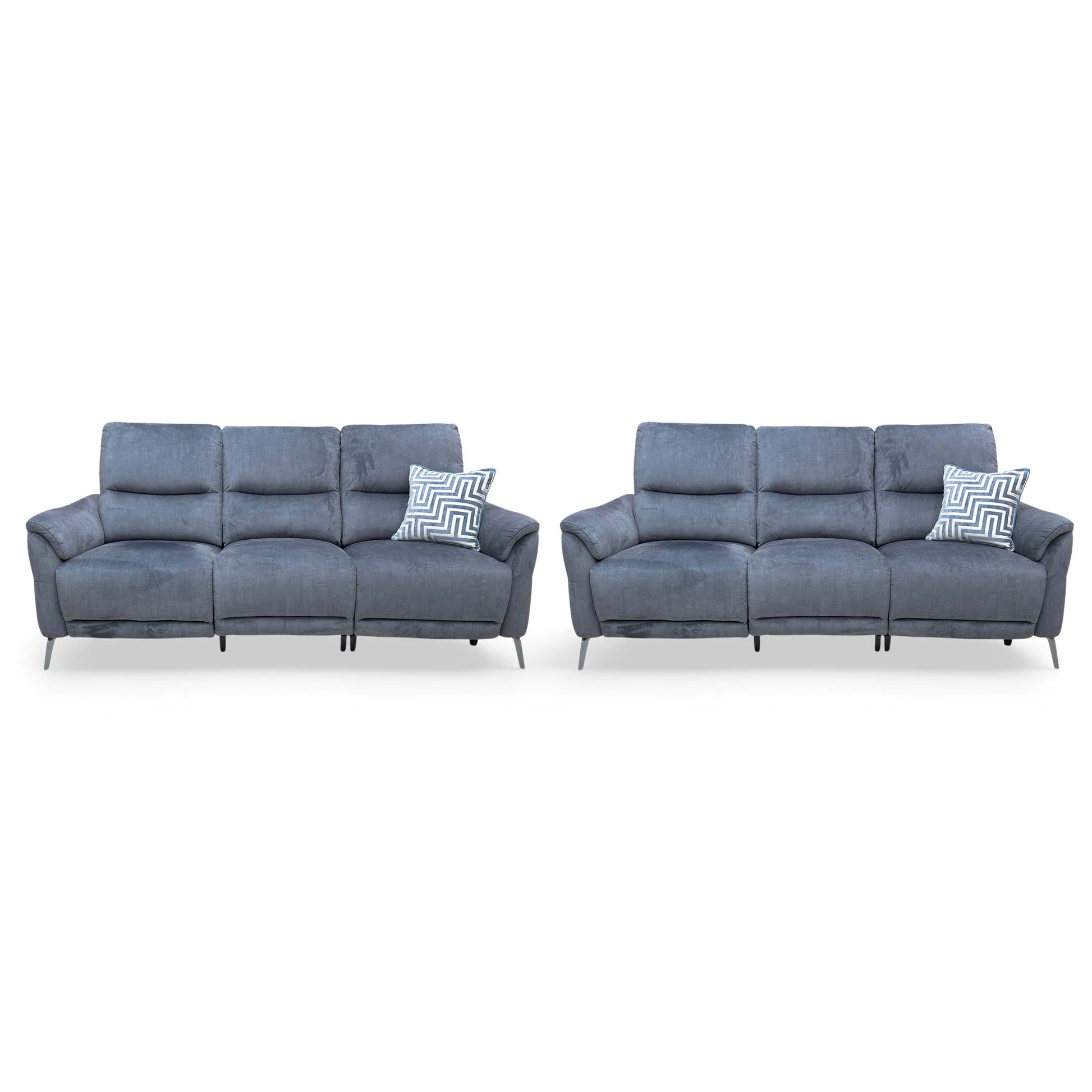 ‘Daytona’ Heritage Granite Velvet Set: 3 Seater Power Recliner Sofa with Drinks Holder and Built-in Bluetooth Speaker Set - product photo 5