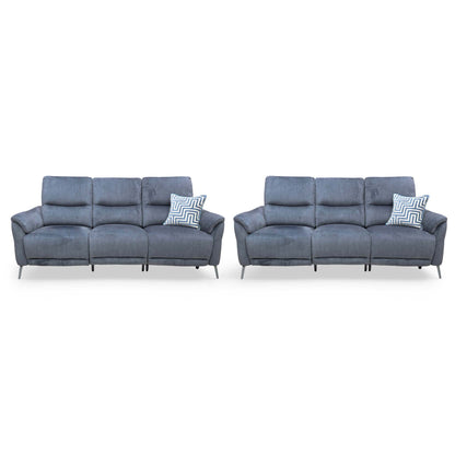 ‘Daytona’ Heritage Granite Velvet Set: 3 Seater Power Recliner Sofa with Drinks Holder and Built-in Bluetooth Speaker Set - product photo 5