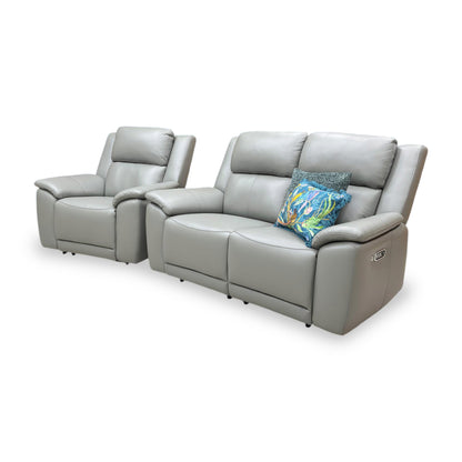 Side view of the Utah 2 seater power recliner, showing the sleek, compact design and supportive high back cushions.