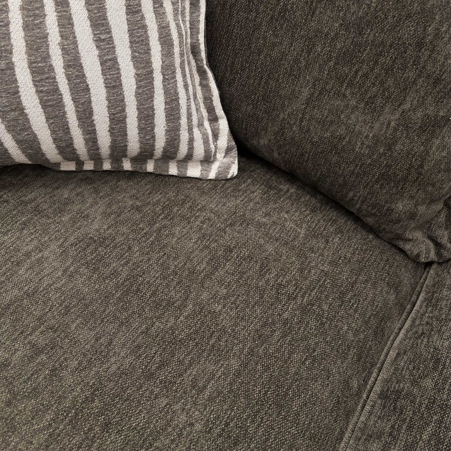 Close-up of the Moleskin Brown chenille fabric, highlighting the dense, soft-touch weave and the subtle multi-tonal depth of the material.