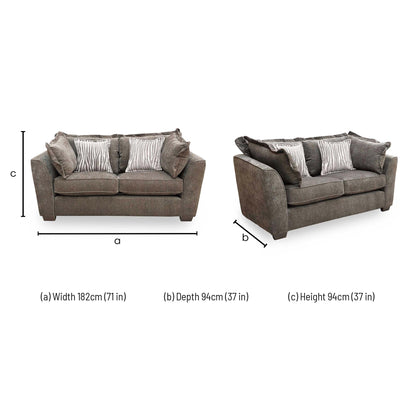 ‘Finchley’ Moleskin Brown Chenille Fabric Classic Back 3 + 2 Seater Sofa Set