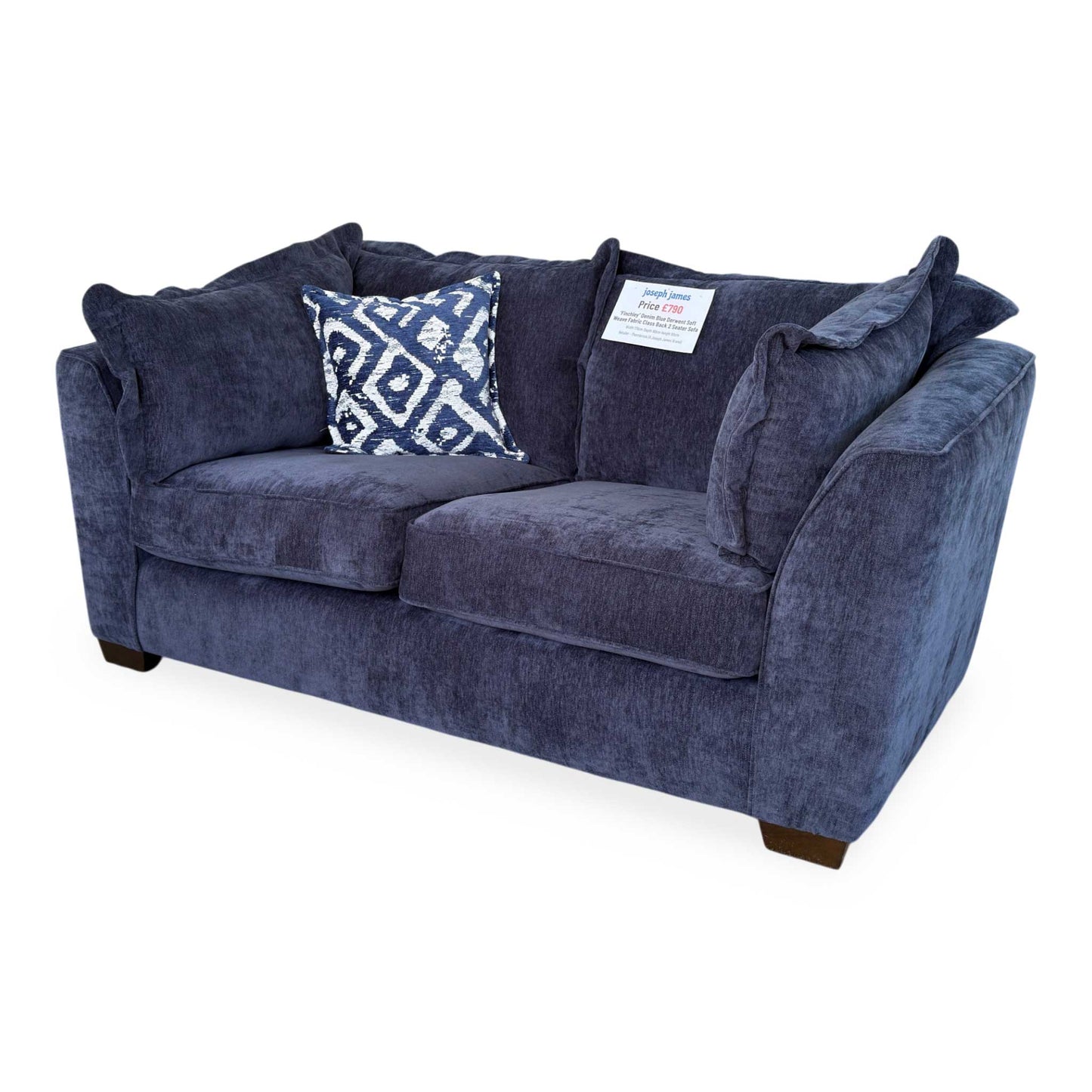 'Finchley' Denim Blue Derwent Soft Weave Fabric Classic Back 3 + 2 Seater Sofa Set