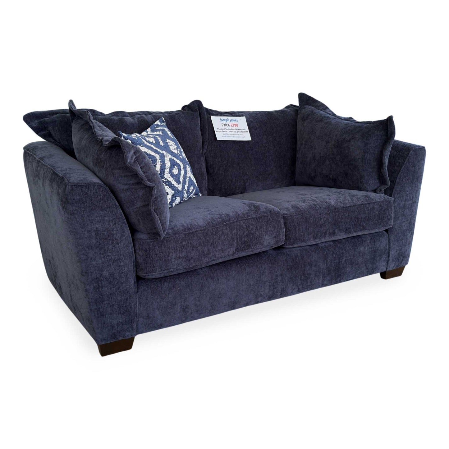 'Finchley' Denim Blue Derwent Soft Weave Fabric Classic Back 3 + 2 Seater Sofa Set