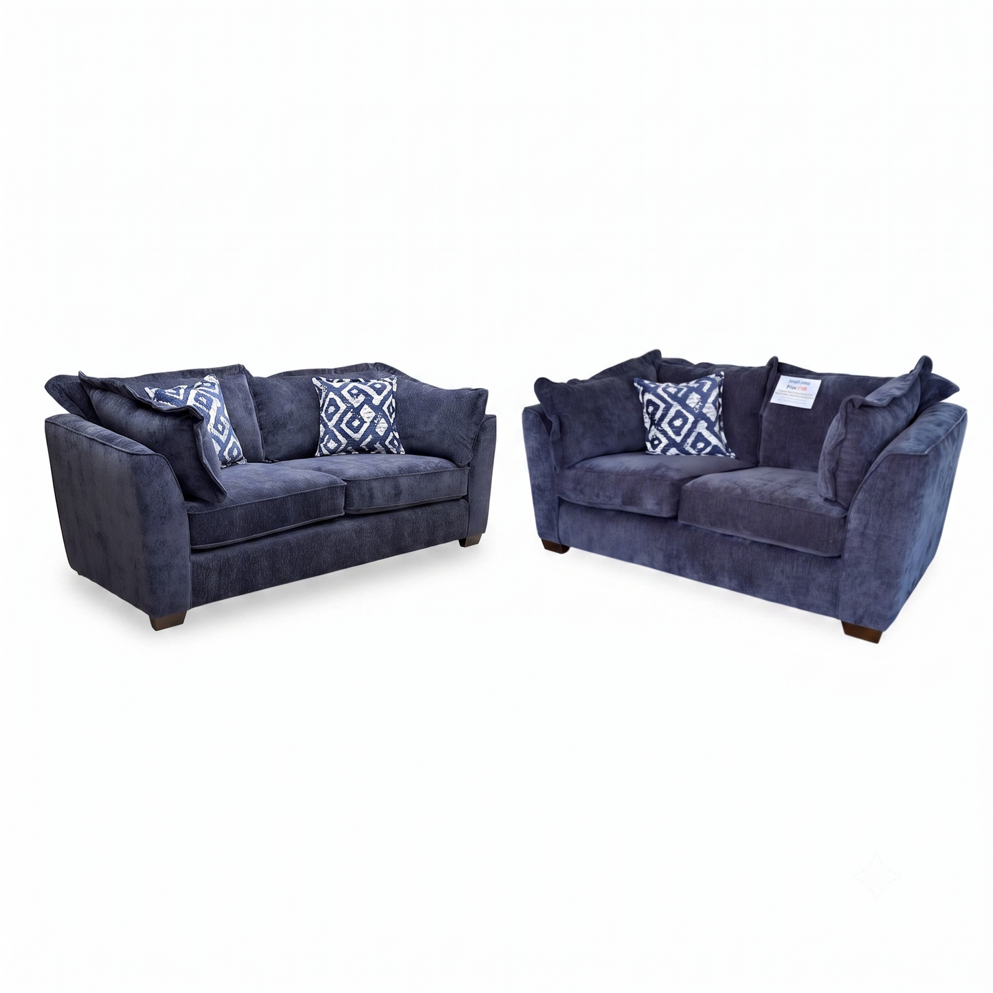 'Finchley' Denim Blue Derwent Soft Weave Fabric Classic Back 3 + 2 Seater Sofa Set