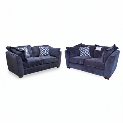 'Finchley' Denim Blue Derwent Soft Weave Fabric Classic Back 3 + 2 Seater Sofa Set