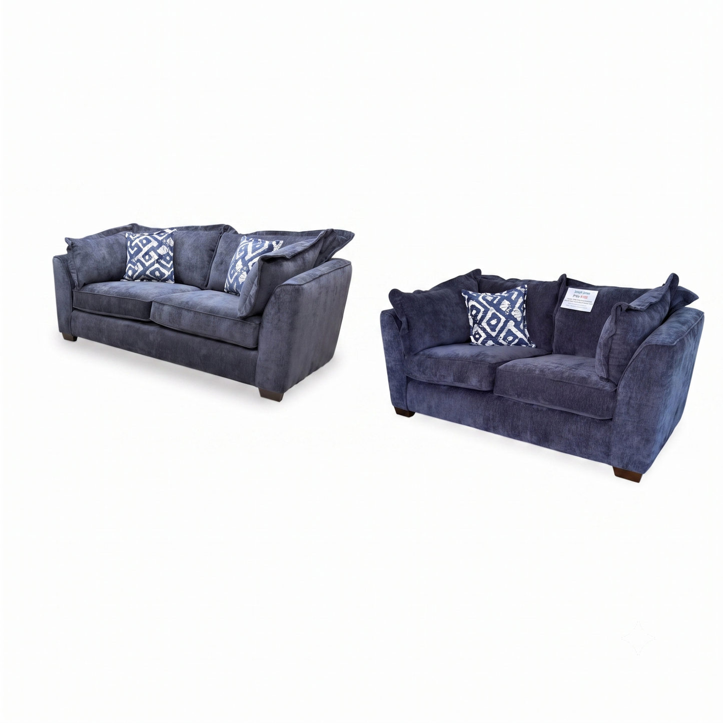 'Finchley' Denim Blue Derwent Soft Weave Fabric Classic Back 3 + 2 Seater Sofa Set