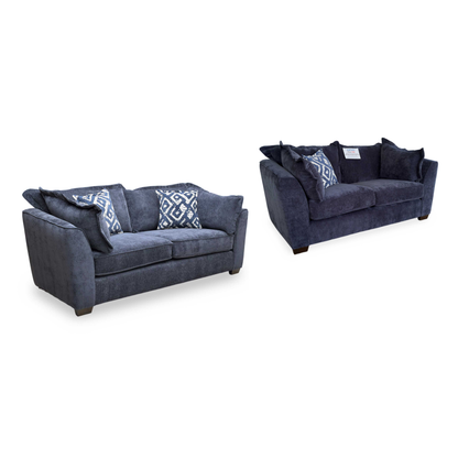 'Finchley' Denim Blue Derwent Soft Weave Fabric Classic Back 3 + 2 Seater Sofa Set