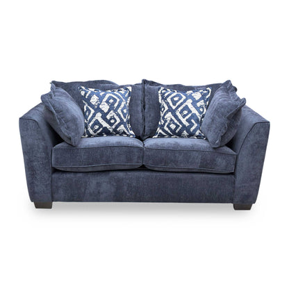 ‘Finchley’ Denim Blue Derwent Soft Weave Fabric Classic Back 2 Seater Sofa