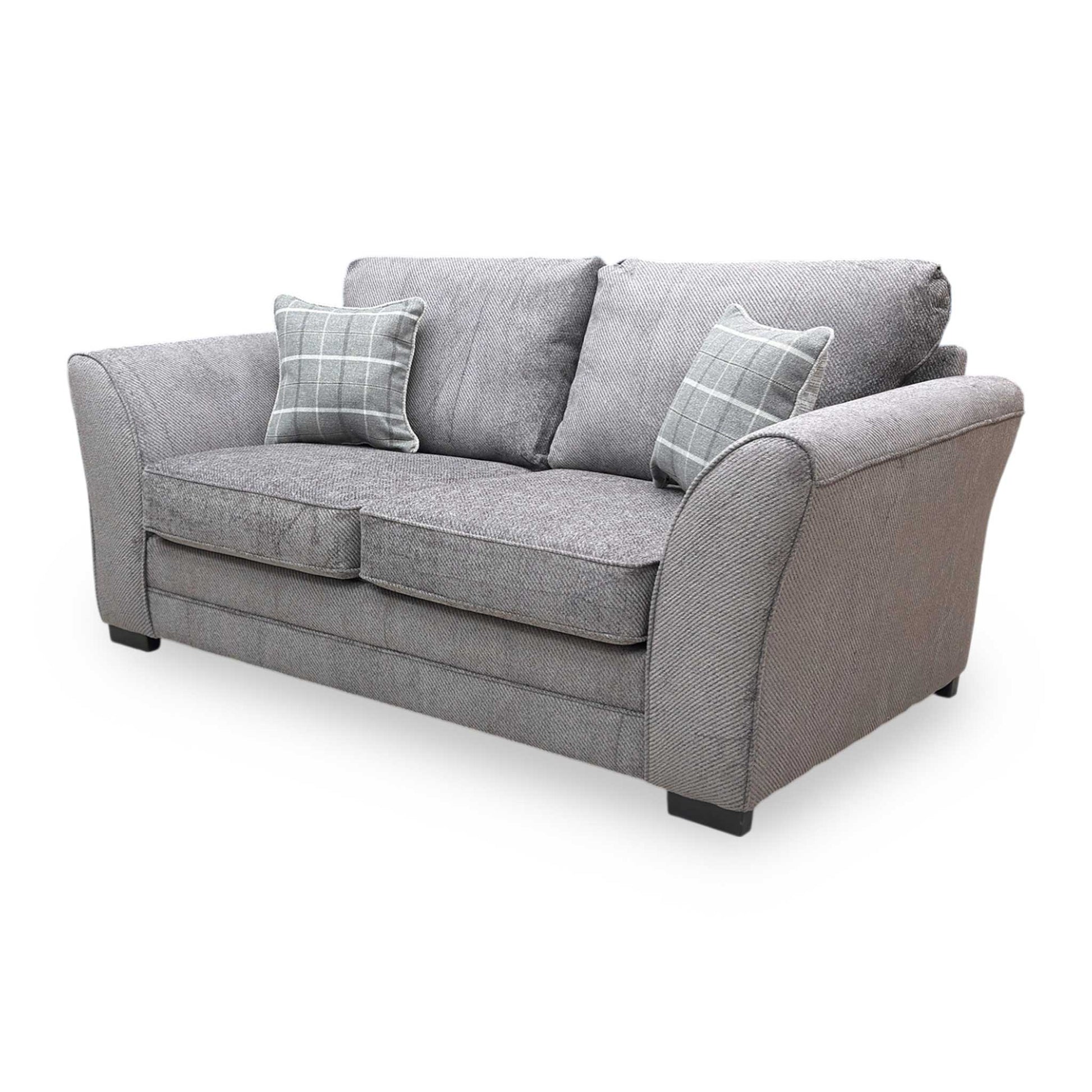 Side view of the Sophie sofa in its upright position, showcasing the charcoal grey tones and the space-saving silhouette ideal for guest rooms.