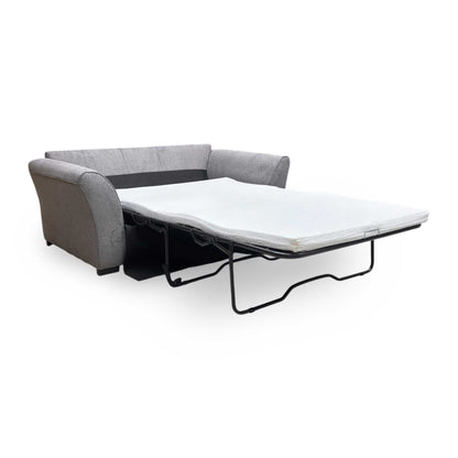 Extended width of the ‘Sophie’ 2-seater sofa bed in Sultan Dark Grey woven fabric, featuring a compact contemporary design with clean lines and plush back cushions.