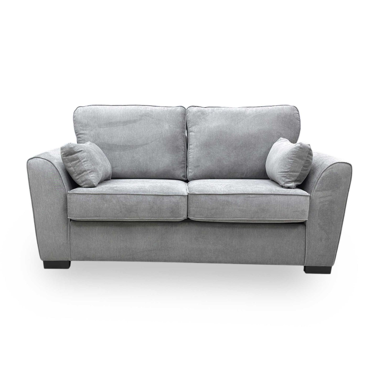 Front view of the Roma sofa bed showing the sturdy metal pull-out frame and guest bed mechanism.