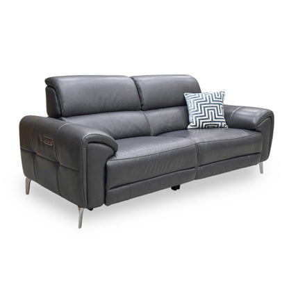 The side view of the Vino Oslo sofa, fully upholstered in jet black leather to allow for versatile placement in open-plan spaces.