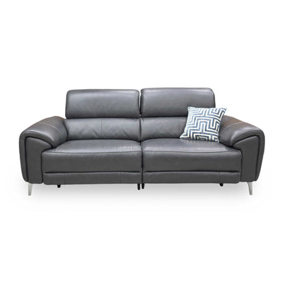 Front view of the Vino Oslo sofa in the independently adjustable backrest and elevating footrest.