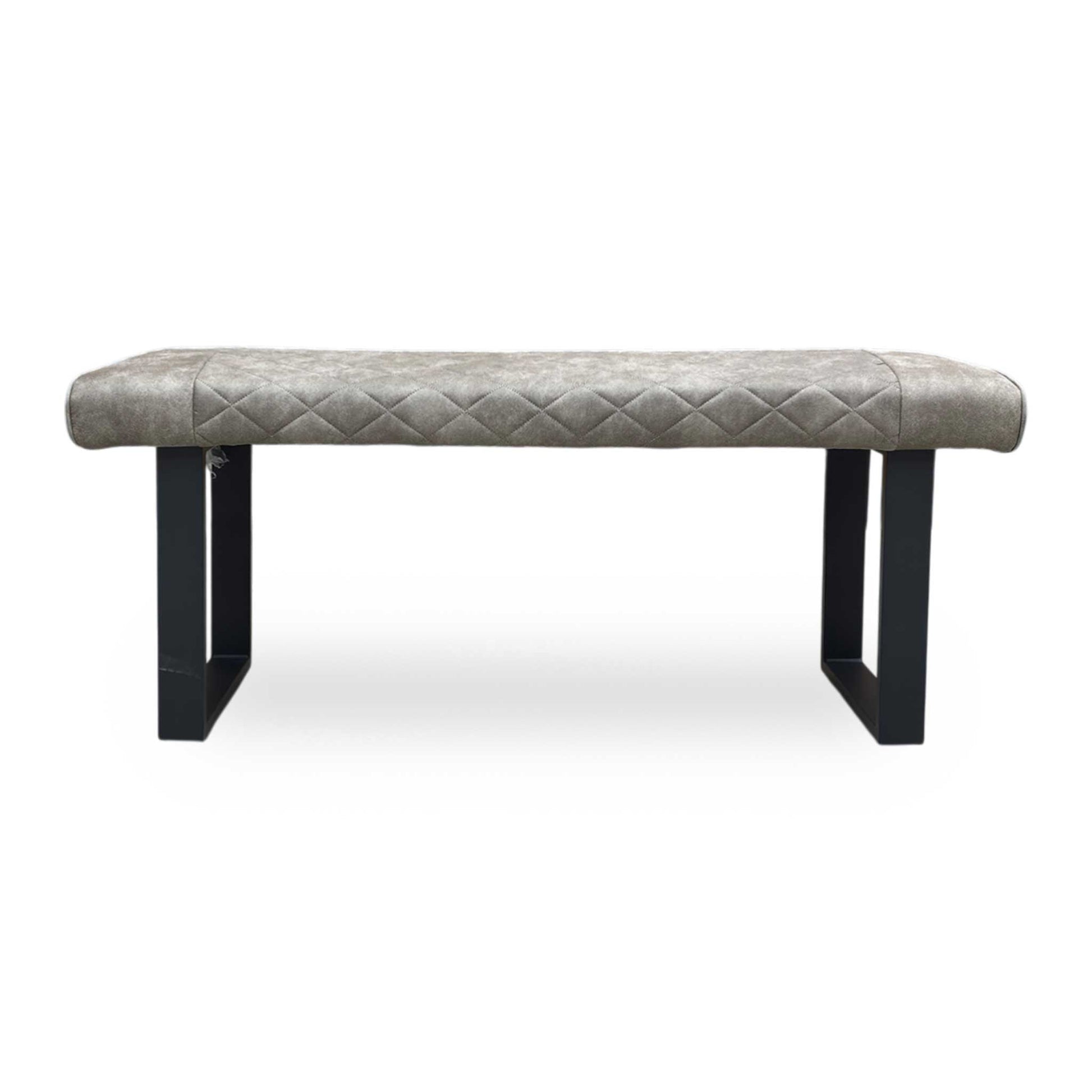 Front View of the back and underside of the Warrior bench, illustrating the clean construction and black powder-coated legs.