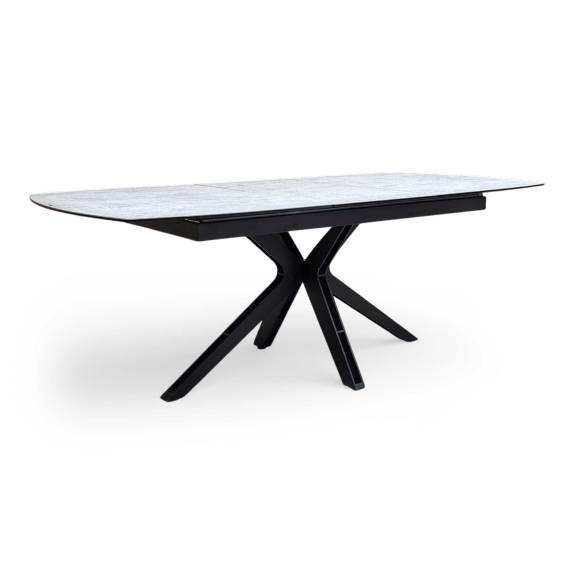 Side profile of The Raul table fully extended to 210cm.