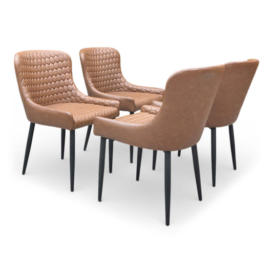 'Osaka' Tan Brown Faux Leather Fixed Dining Chairs - Set of 4