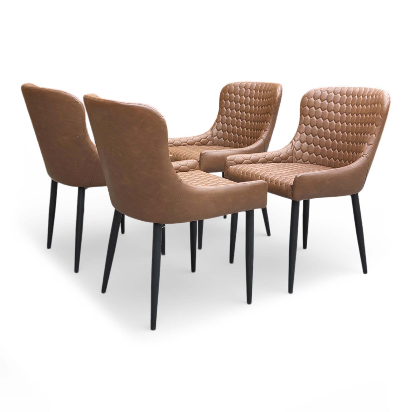 'Osaka' Tan Brown Faux Leather Fixed Dining Chairs - Set of 4 - product photo 5